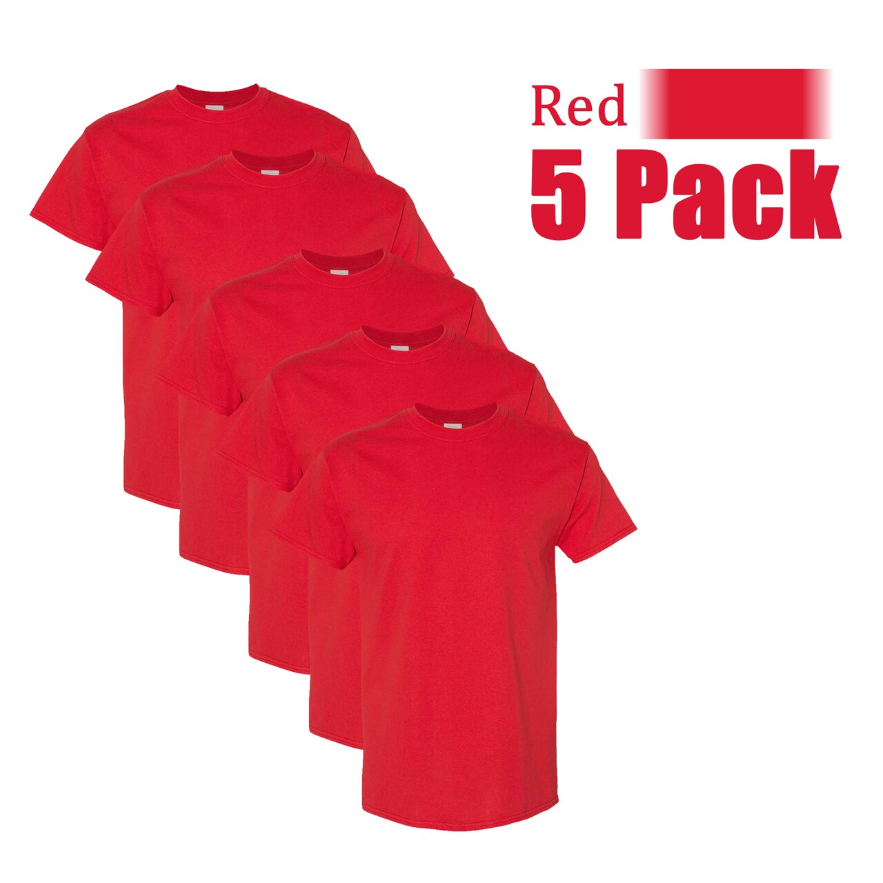 Gildan Unisex Blank T-Shirts for DIY Projects, Heavy Cotton, Red, 5 Pack